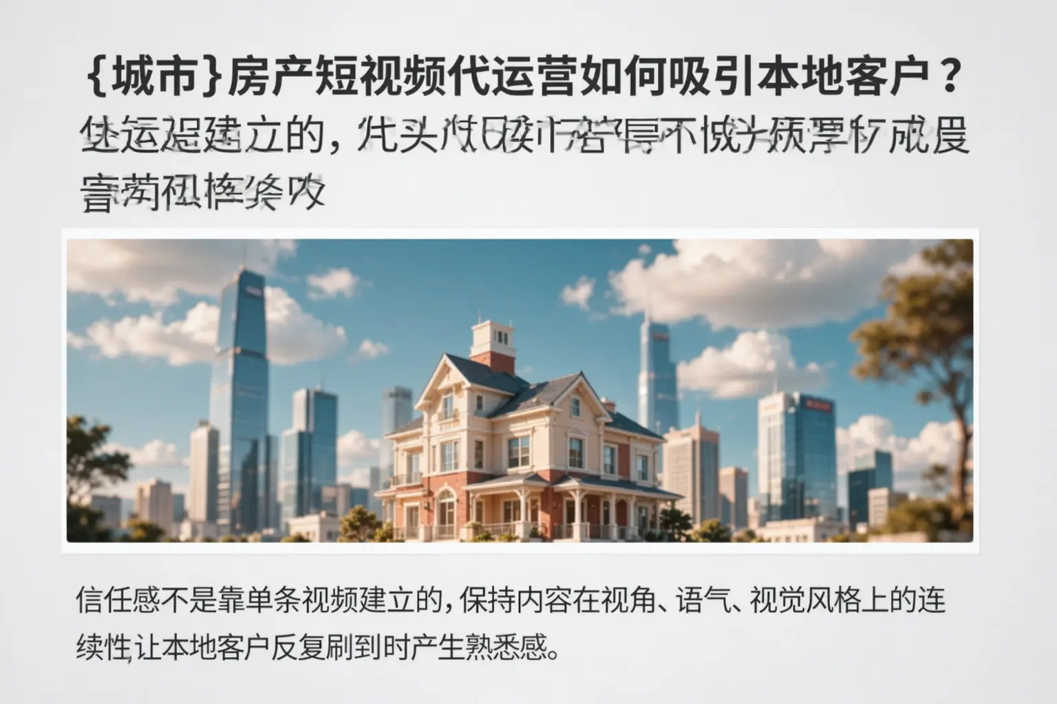 太原房产短视频代运营如何吸引本地客户?